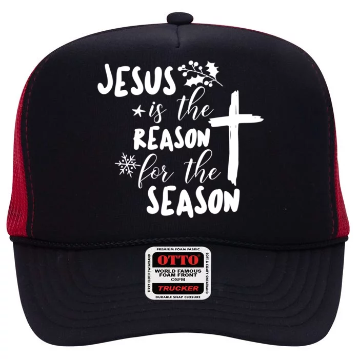 Jesus Is The Reason For The Season Christian Christmas Gift High Crown Mesh Trucker Hat