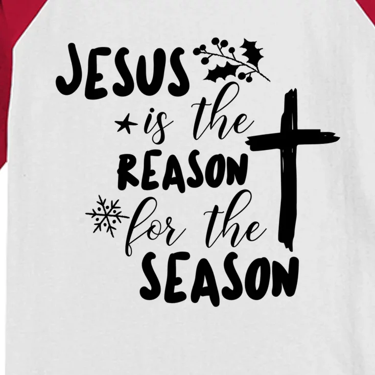 Jesus Is The Reason For The Season Christian Christmas Gift Kids Colorblock Raglan Jersey