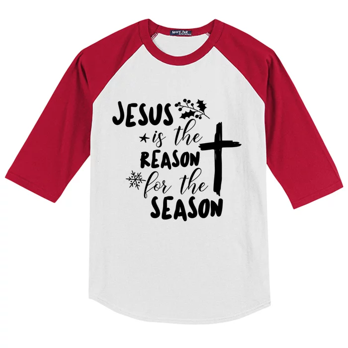 Jesus Is The Reason For The Season Christian Christmas Gift Kids Colorblock Raglan Jersey