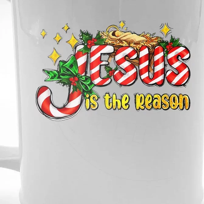 Jesus Is The Reason With Christmas Candy Christian God Lover Front & Back Beer Stein