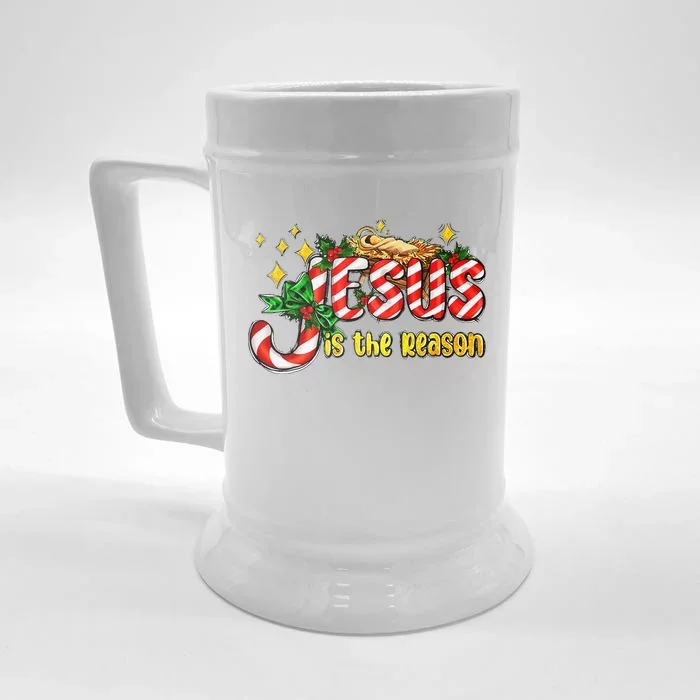 Jesus Is The Reason With Christmas Candy Christian God Lover Front & Back Beer Stein