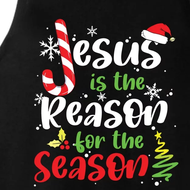 Jesus Is The Reason For The Season Christian Faith Christmas Ladies Tri-Blend Wicking Tank