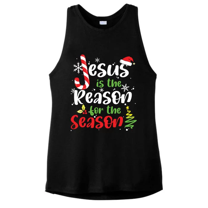 Jesus Is The Reason For The Season Christian Faith Christmas Ladies Tri-Blend Wicking Tank