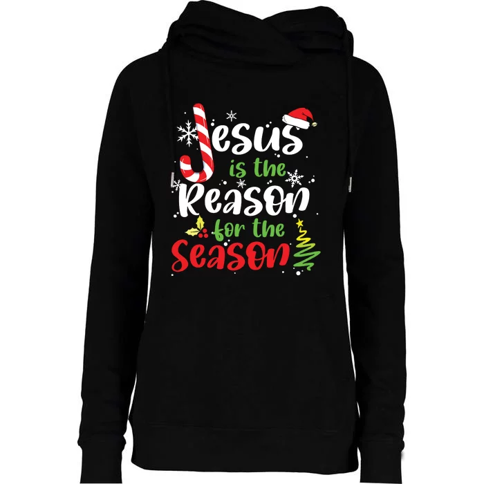 Jesus Is The Reason For The Season Christian Faith Christmas Womens Funnel Neck Pullover Hood