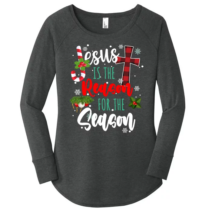 Jesus Is The Reason For The Season Holiday Christmas Women's Perfect Tri Tunic Long Sleeve Shirt