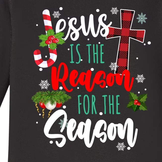 Jesus Is The Reason For The Season Holiday Christmas Baby Long Sleeve Bodysuit