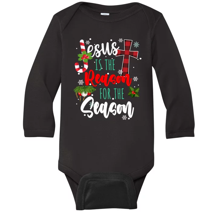 Jesus Is The Reason For The Season Holiday Christmas Baby Long Sleeve Bodysuit