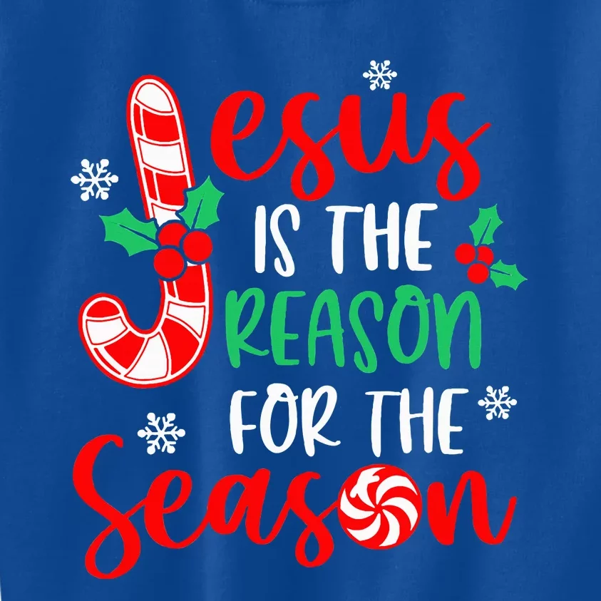 Jesus Is The Reason For The Season Christmas Xmas Candy Cane Kids Sweatshirt