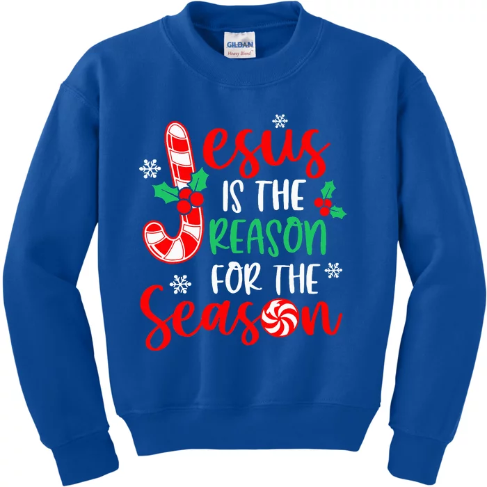 Jesus Is The Reason For The Season Christmas Xmas Candy Cane Kids Sweatshirt