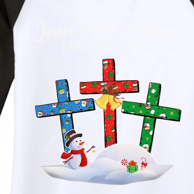 Jesus Is The Reason For The Season Christian Christmas Xmas Women's Tri-Blend 3/4-Sleeve Raglan Shirt