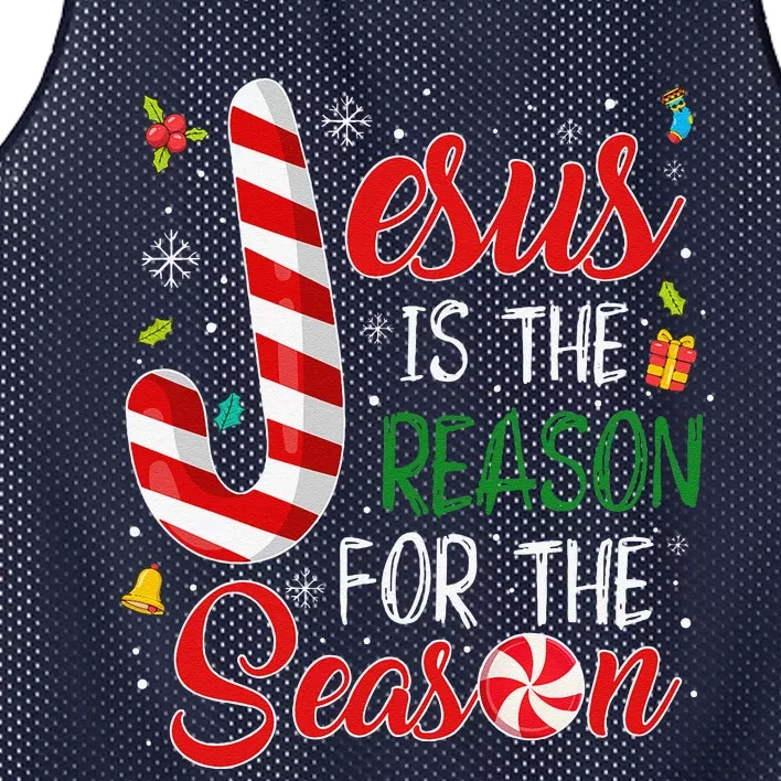 Jesus Is The Reason For The Season Christmas Pajama Gifts Mesh Reversible Basketball Jersey Tank