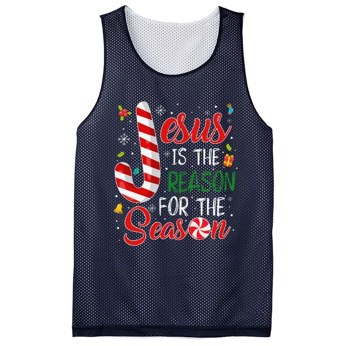 Jesus Is The Reason For The Season Christmas Pajama Gifts Mesh Reversible Basketball Jersey Tank