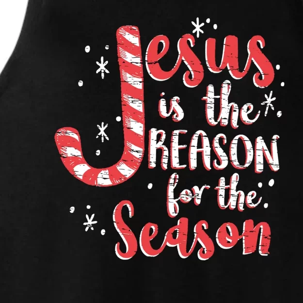 Jesus Is The Reason For Season Family Christmas Christian Ladies Tri-Blend Wicking Tank