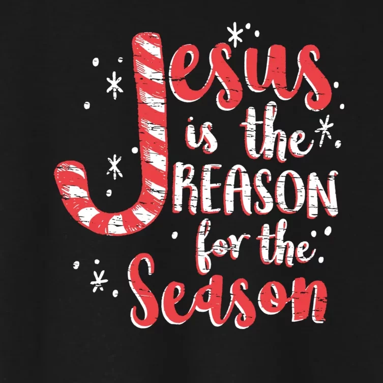 Jesus Is The Reason For Season Family Christmas Christian Women's Crop Top Tee