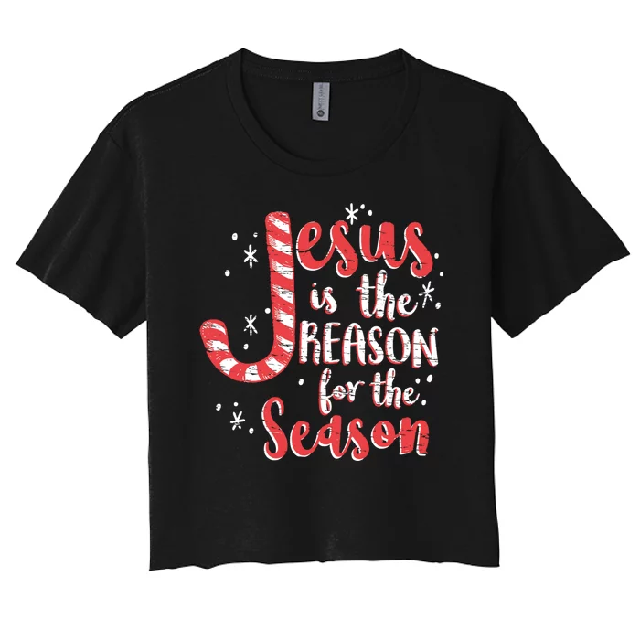 Jesus Is The Reason For Season Family Christmas Christian Women's Crop Top Tee