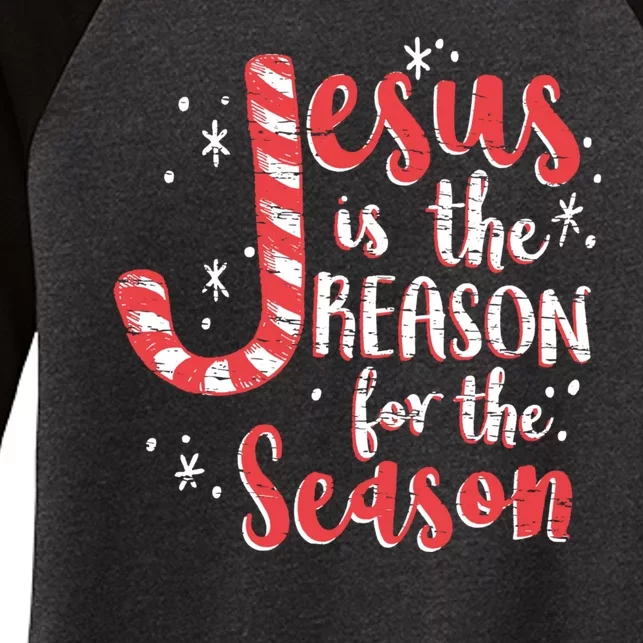 Jesus Is The Reason For Season Family Christmas Christian Women's Tri-Blend 3/4-Sleeve Raglan Shirt