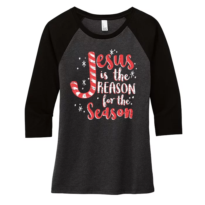 Jesus Is The Reason For Season Family Christmas Christian Women's Tri-Blend 3/4-Sleeve Raglan Shirt