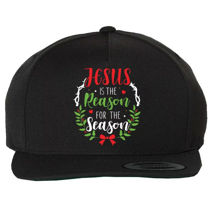 Jesus Is The Reason For The Season Christian Christmas Wool Snapback Cap