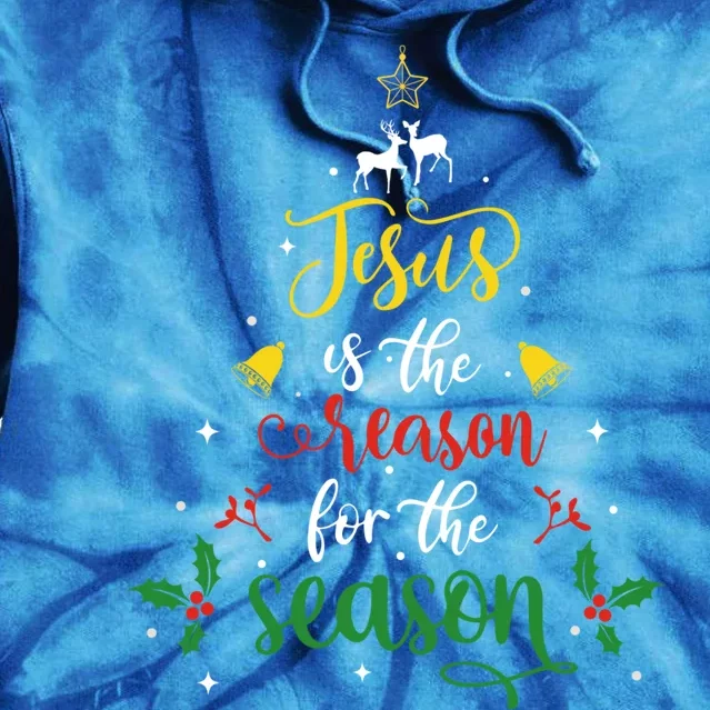 Jesus Is The Reason For Christmas Season Xmas Tree Christian Gift Tie Dye Hoodie