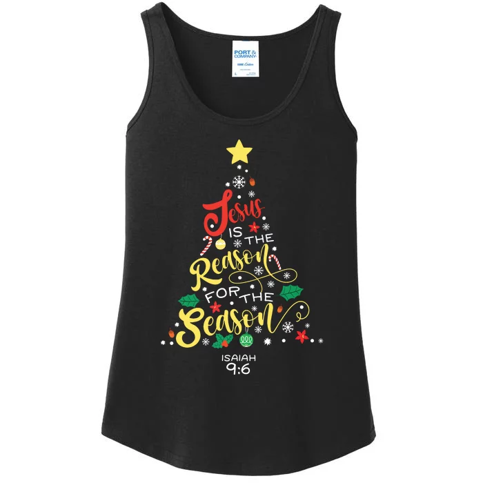 Jesus Is The Reason For The Season Christian Christmas Tree Ladies Essential Tank