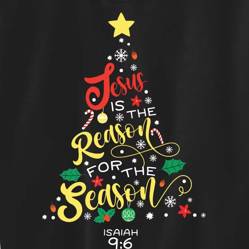 Jesus Is The Reason For The Season Christian Christmas Tree Kids Sweatshirt