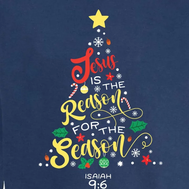 Jesus Is The Reason For The Season Christian Christmas Tree Garment-Dyed Sweatshirt