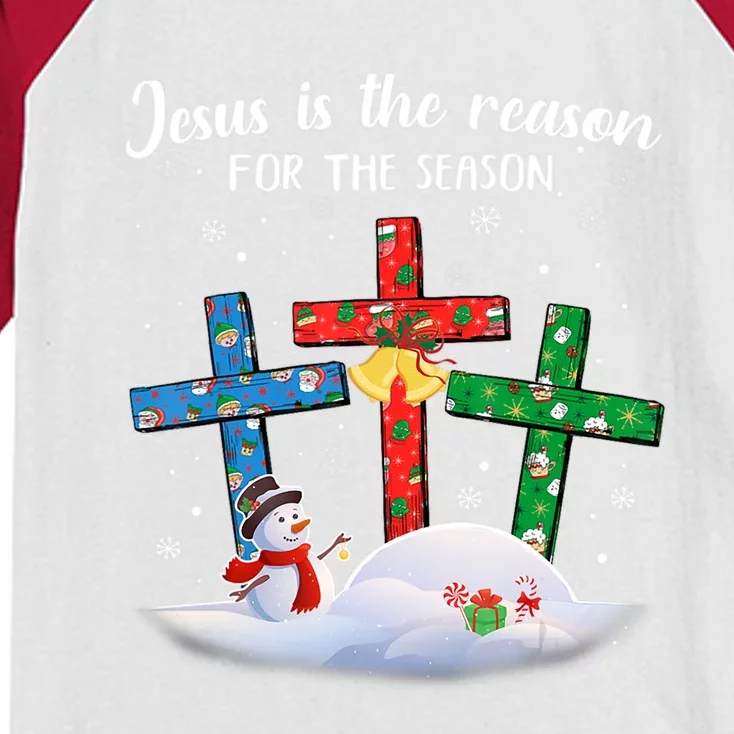 Jesus Is The Reason For The Season Christian Christmas Gift Kids Colorblock Raglan Jersey