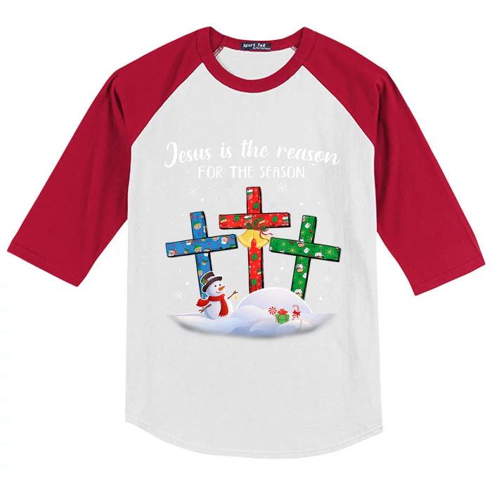 Jesus Is The Reason For The Season Christian Christmas Gift Kids Colorblock Raglan Jersey