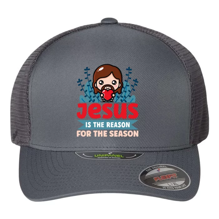 Jesus Is The Reason For The Season Jesus And Christmas Gift Flexfit Unipanel Trucker Cap