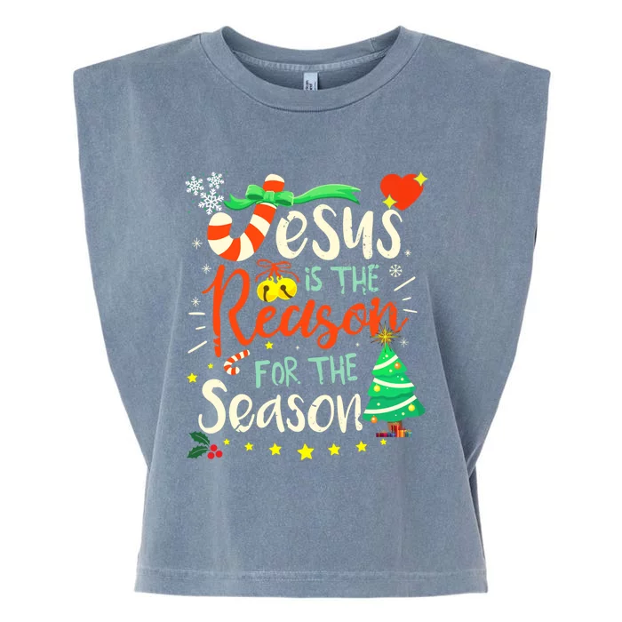 Jesus Is The Reason For The Season Ugly Christmas Sweater Great Gift Garment-Dyed Women's Muscle Tee