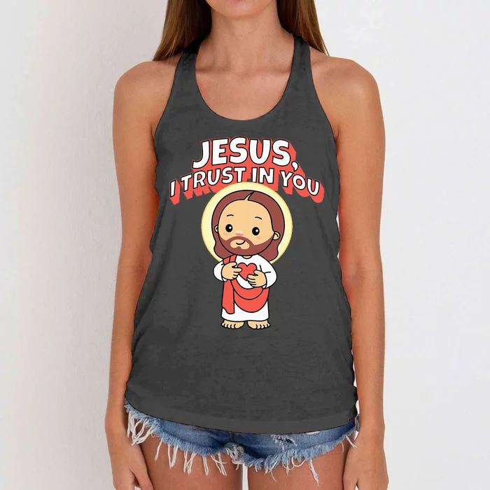 Jesus I Trust In You Divine Mercy Cute Catholic Women's Knotted Racerback Tank