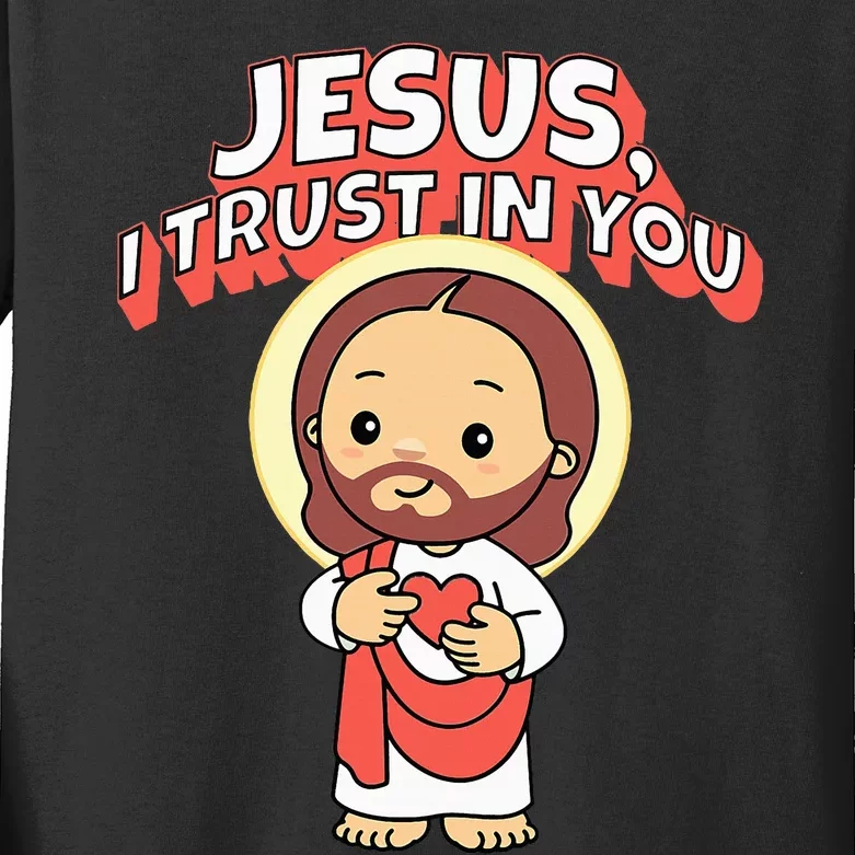 Jesus I Trust In You Divine Mercy Cute Catholic Kids Long Sleeve Shirt