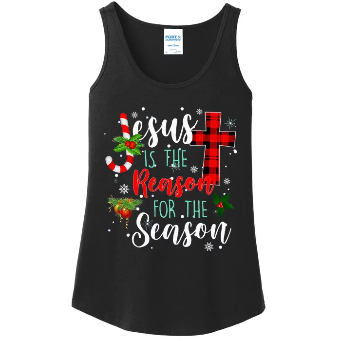 Jesus Is The Reason For Season Christmas Family Pajamas Ladies Essential Tank