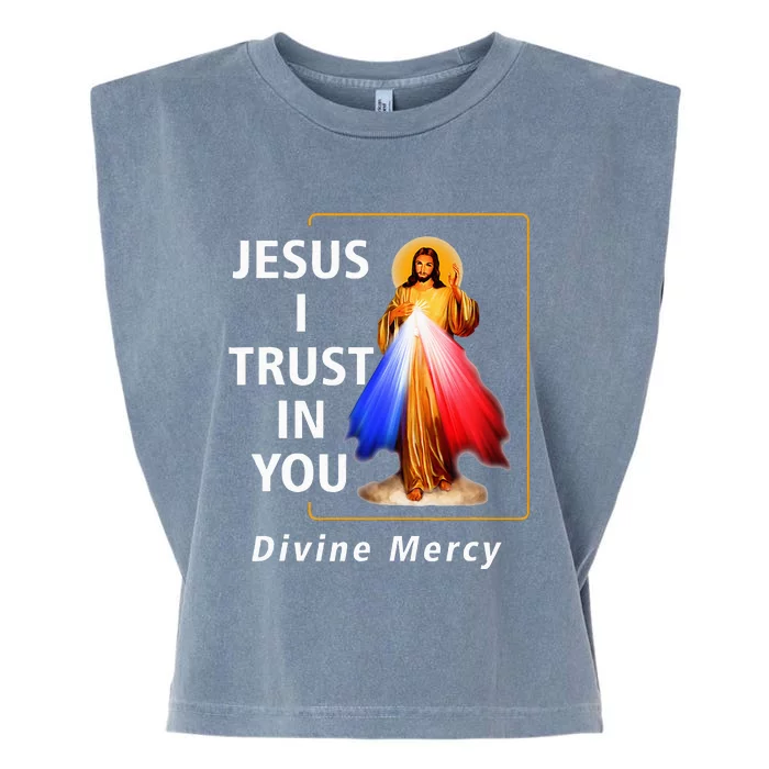 Jesus I Trust In You Divine Mercy Catholic Garment-Dyed Women's Muscle Tee