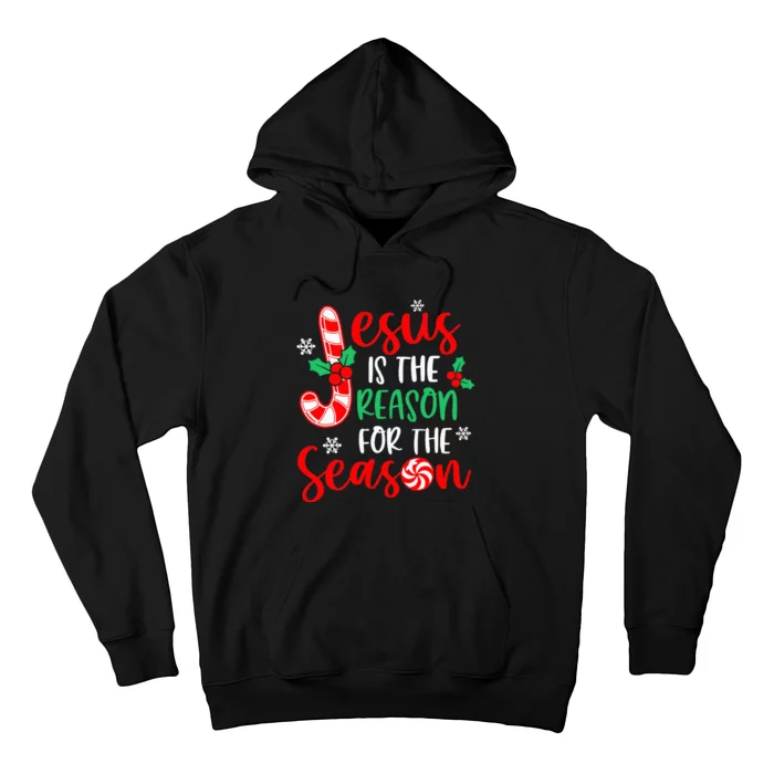 Jesus Is The Reason For The Season Xmas Candy Cane Hoodie