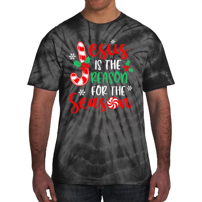 Jesus Is The Reason For The Season Xmas Candy Cane Tie-Dye T-Shirt