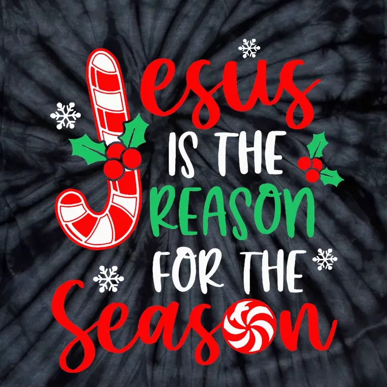 Jesus Is The Reason For The Season Xmas Candy Cane Tie-Dye T-Shirt