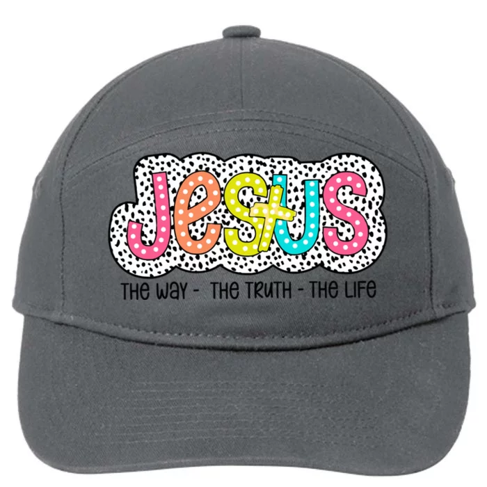 Jesus Is The Way The Truth The Life Christian Dalmatian Dots Gift 7-Panel Snapback Hat