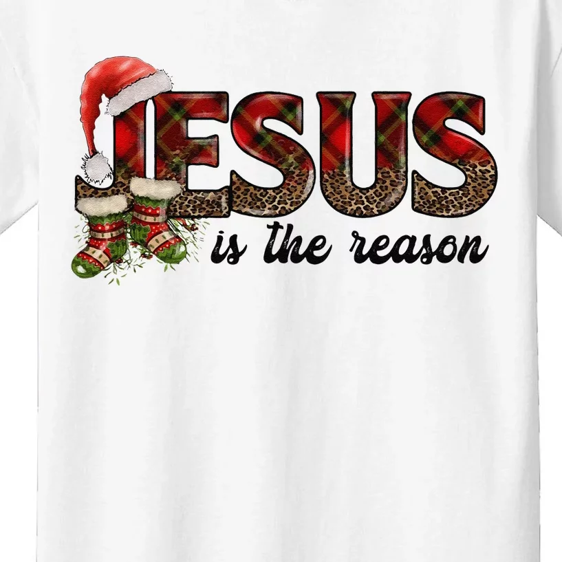 Jesus Is The Reason Santa Hat Christmas Pjs Xmas Pajamas Kids T-Shirt