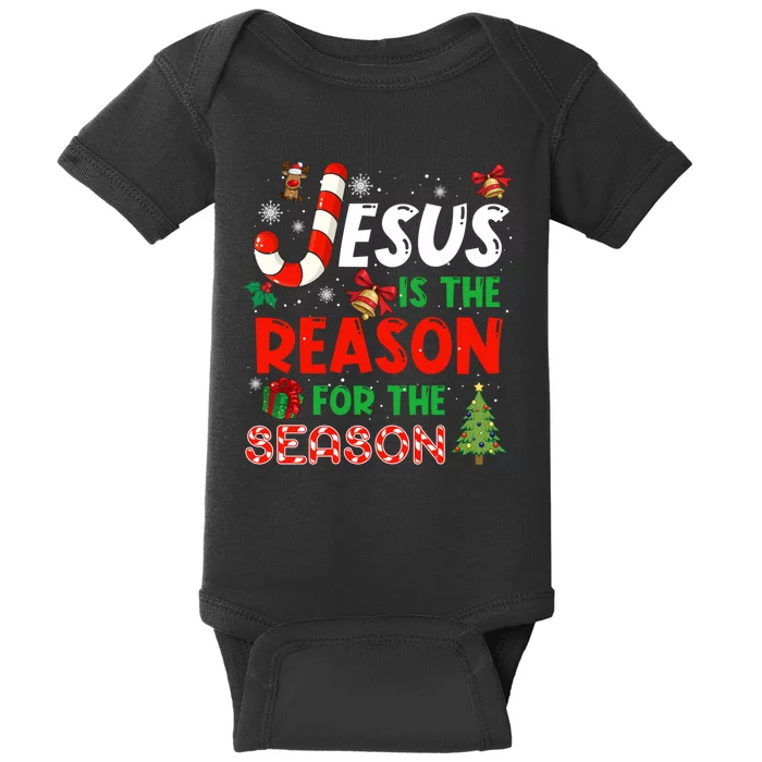 Jesus Is The Reason For The Season Faith Christmas Pajamas Baby Bodysuit