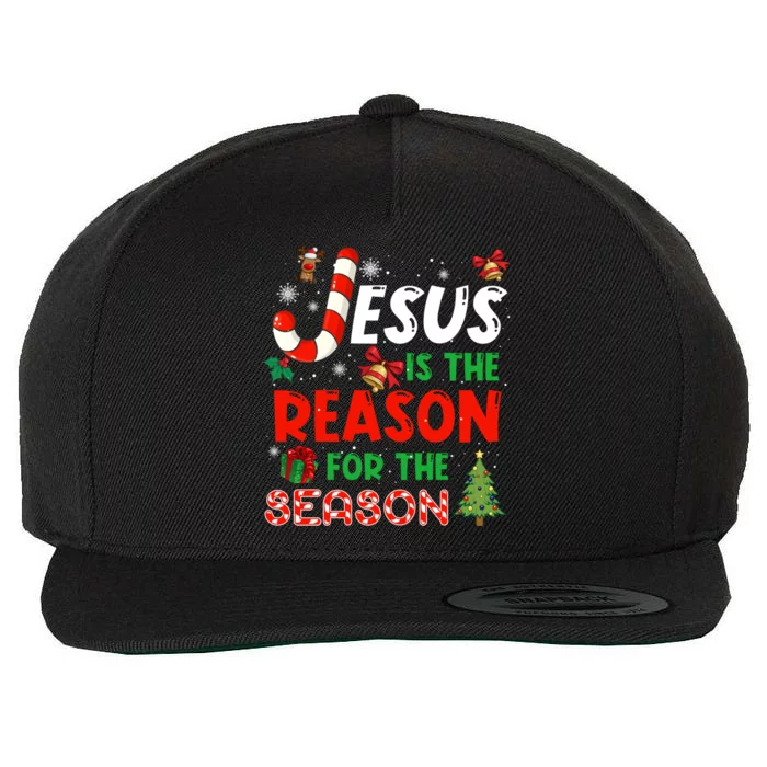 Jesus Is The Reason For The Season Faith Christmas Pajamas Wool Snapback Cap