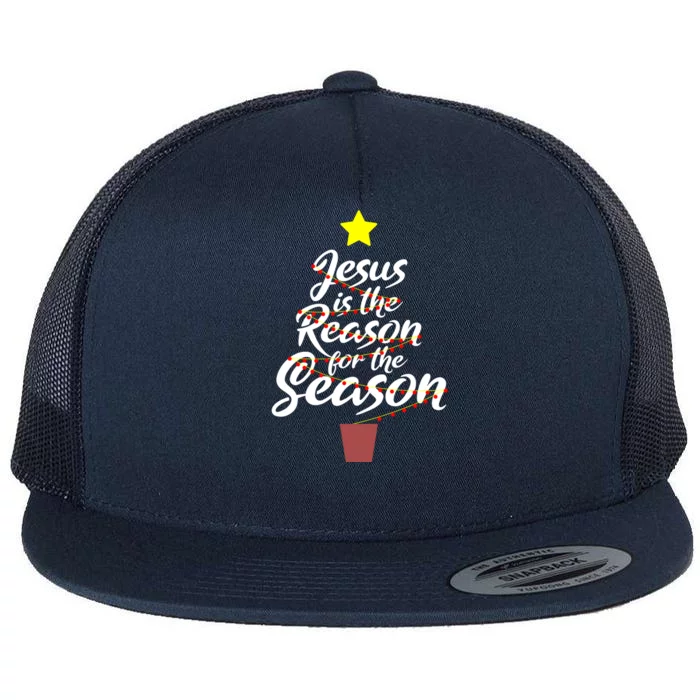 Jesus Is The Reason For The Season Faith Christmas Pajamas Flat Bill Trucker Hat