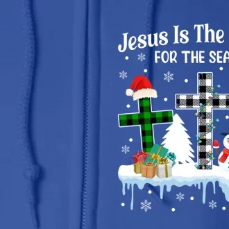 Jesus Is The Reason For The Season Christian Christmas Plaid Gift Full Zip Hoodie