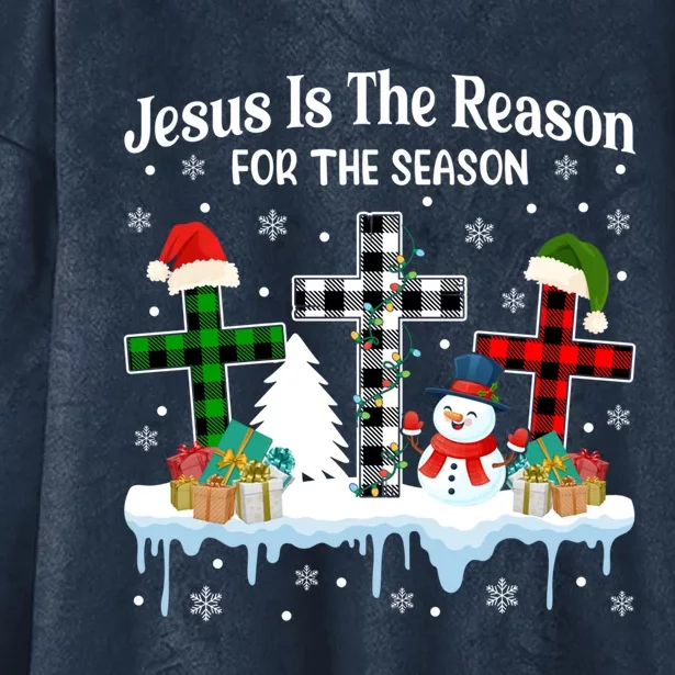 Jesus Is The Reason For The Season Christian Christmas Plaid Gift Hooded Wearable Blanket