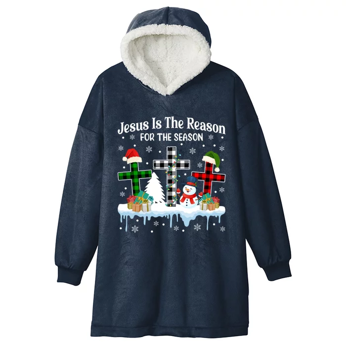 Jesus Is The Reason For The Season Christian Christmas Plaid Gift Hooded Wearable Blanket