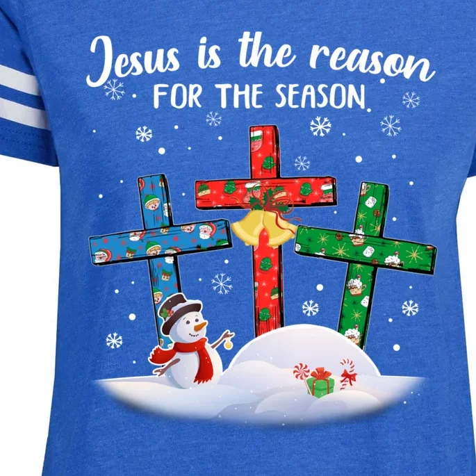 Jesus Is The Reason For The Season Faith Christmas Pajamas Enza Ladies Jersey Football T-Shirt