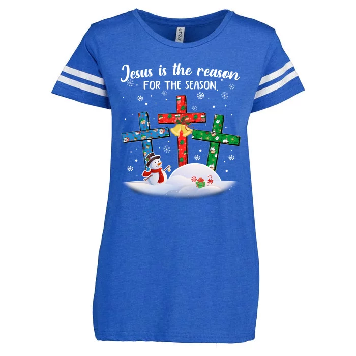 Jesus Is The Reason For The Season Faith Christmas Pajamas Enza Ladies Jersey Football T-Shirt