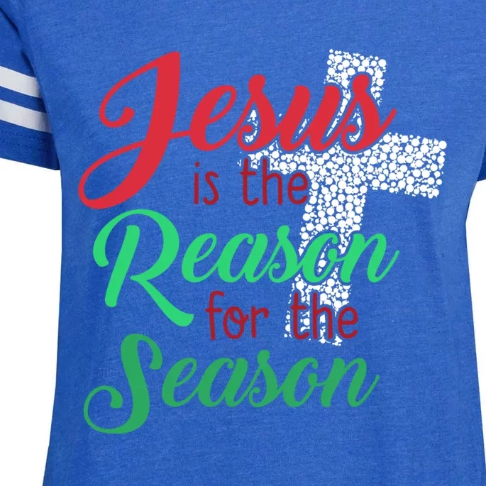 Jesus Is The Reason For The Season Christian Christmas Quote Gift Enza Ladies Jersey Football T-Shirt