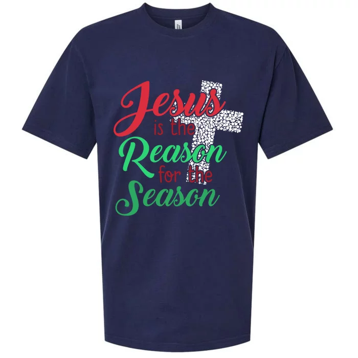 Jesus Is The Reason For The Season Christian Christmas Quote Gift Sueded Cloud Jersey T-Shirt