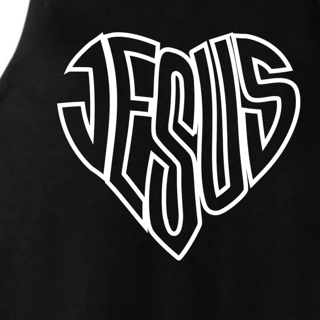 JESUS In The Shape Of A Heart Ladies Tri-Blend Wicking Tank